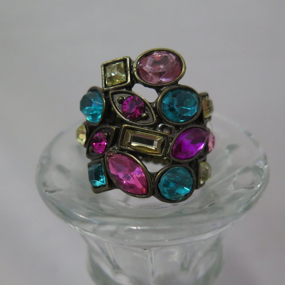 Gold Tone Multi Colored Stretch Ring Vera Wang
